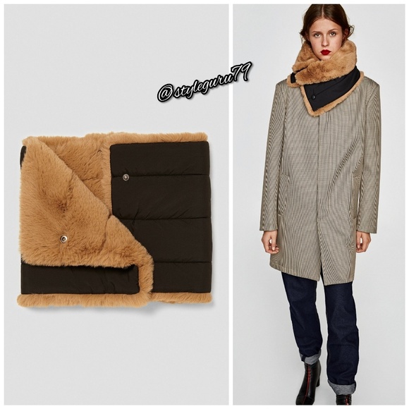 Zara Accessories Nwt Zara Reversible Faux Fur Neck Warmer Wrap